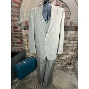 Christian brooks 3 piece suit tan plaid orange